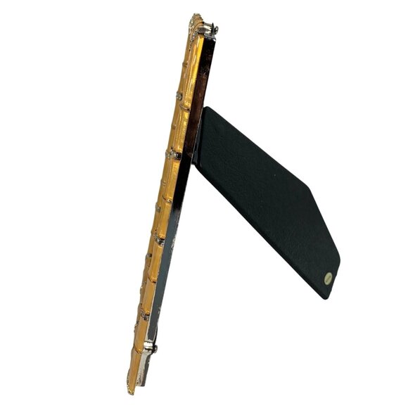 Gold Enamel Bamboo-Inspired Picture Frame w/ Rhinestone Accents For 5x7 Photos - Picture 4 of 4